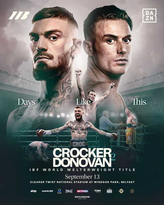 Fight poster showing Lewis Crocker and Paddy Donovan in various poses.