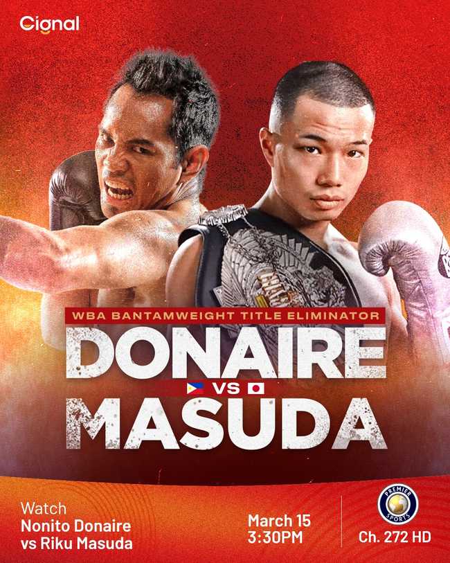Fight poster showing Riku Masuda and Nonito Donaire in various poses.
