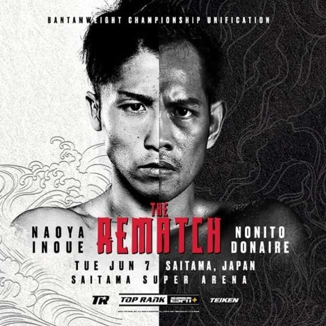 Fight poster showing Naoya Inoue and Nonito Donaire in various poses.