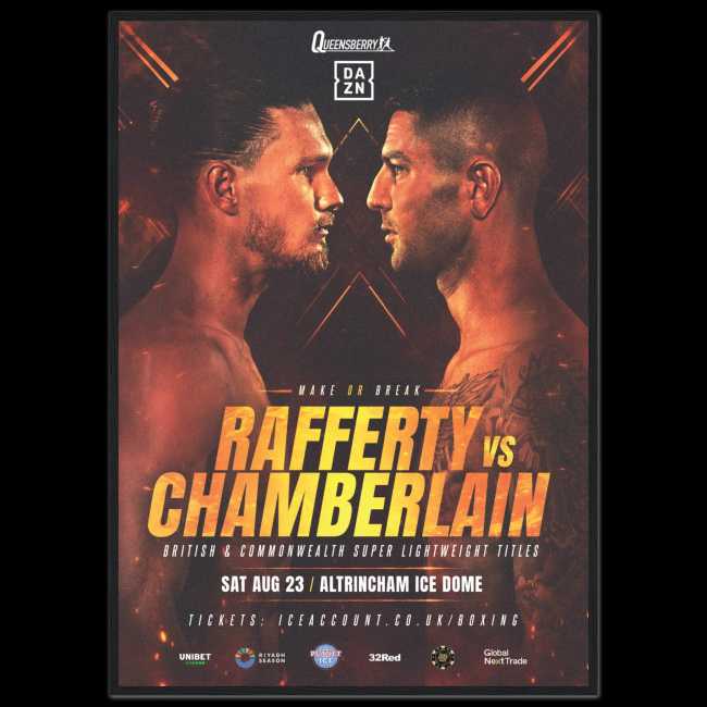 Fight poster showing Jack Rafferty and Mark Chamberlain in various poses.