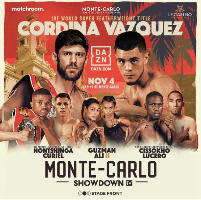 Fight poster showing Joe Cordina and Edward Vasquez in various poses.