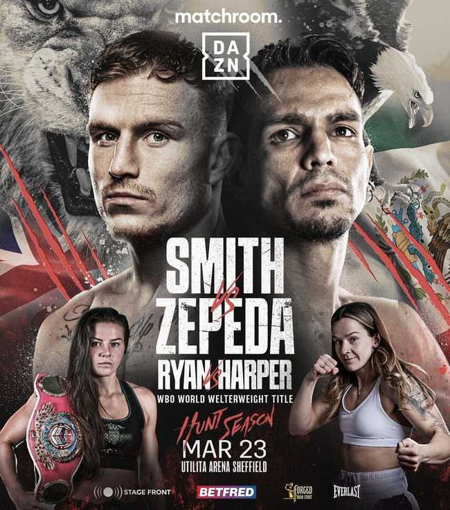 Fight poster showing Dalton Smith and Jose Zepeda in various poses.