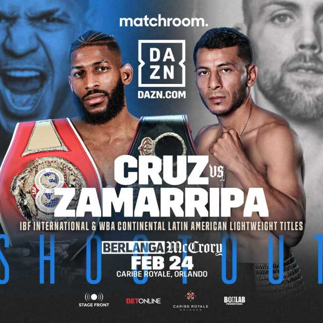 Fight poster showing Andy Cruz and Brayan Zamarripa Rodriguez in various poses.