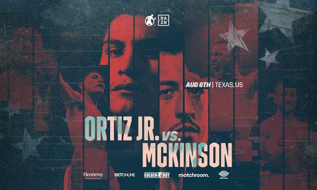 Fight poster showing Vergil Ortiz and Michael McKinson in various poses.