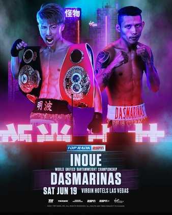 Fight poster showing Naoya Inoue and Michael Dasmarinas in various poses.