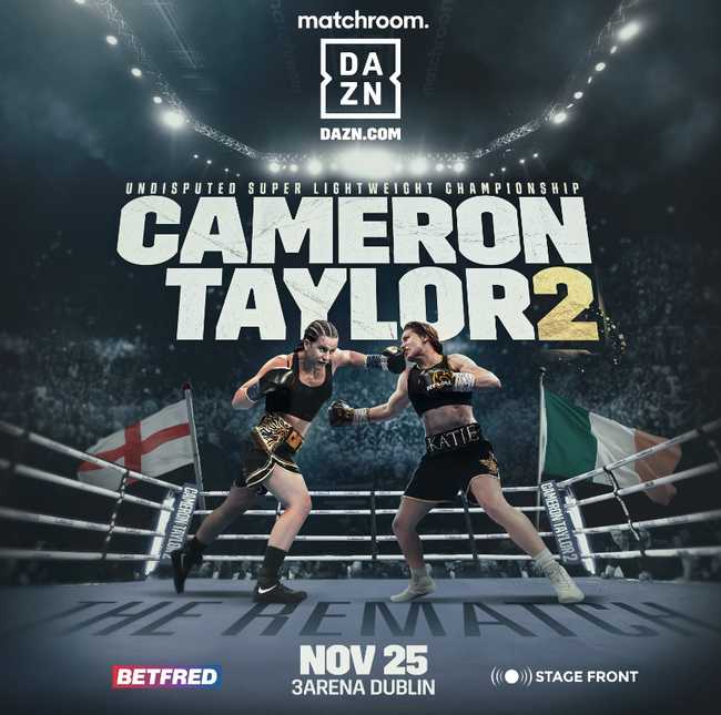 Fight poster showing Chantelle Cameron and Katie Taylor in various poses.