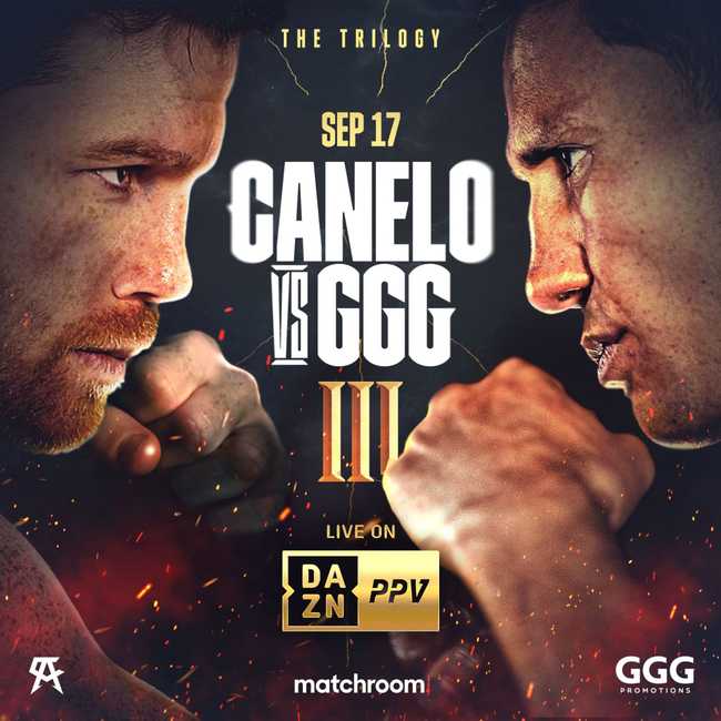 Fight poster showing Saul Alvarez and Gennady Golovkin in various poses.