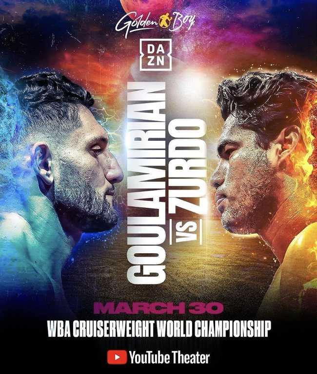 Fight poster showing Arsen Goulamirian and Gilberto Ramirez in various poses.