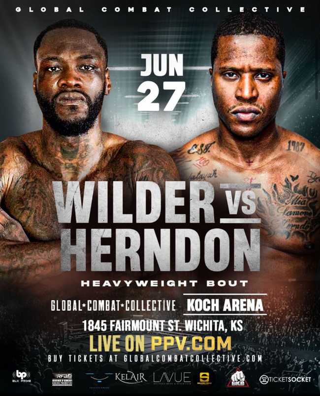 Fight poster showing Deontay Wilder and Tyrell Anthony Herndon in various poses.