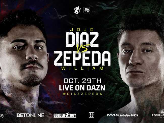 Fight poster showing Joseph Diaz and William Zepeda in various poses.