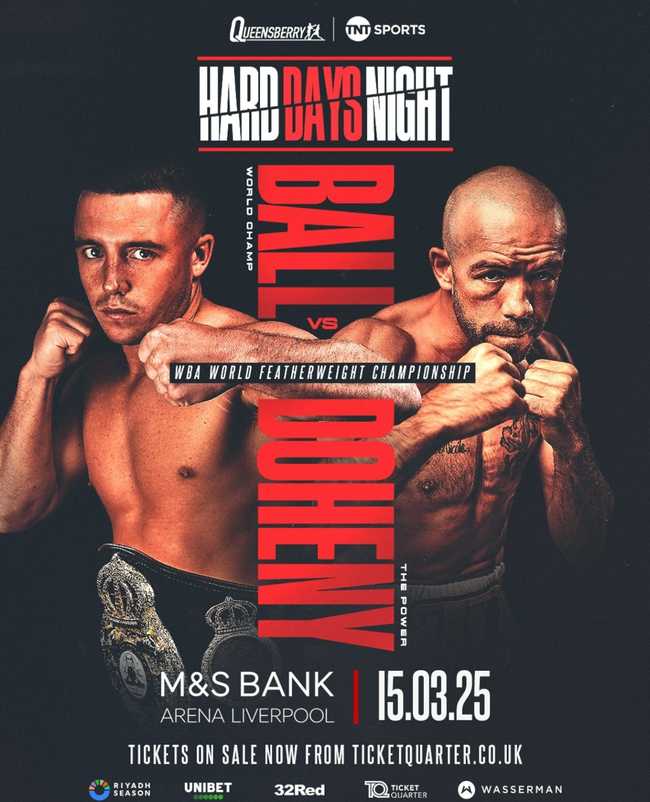 Fight poster showing Nick Ball and TJ Doheny in various poses.
