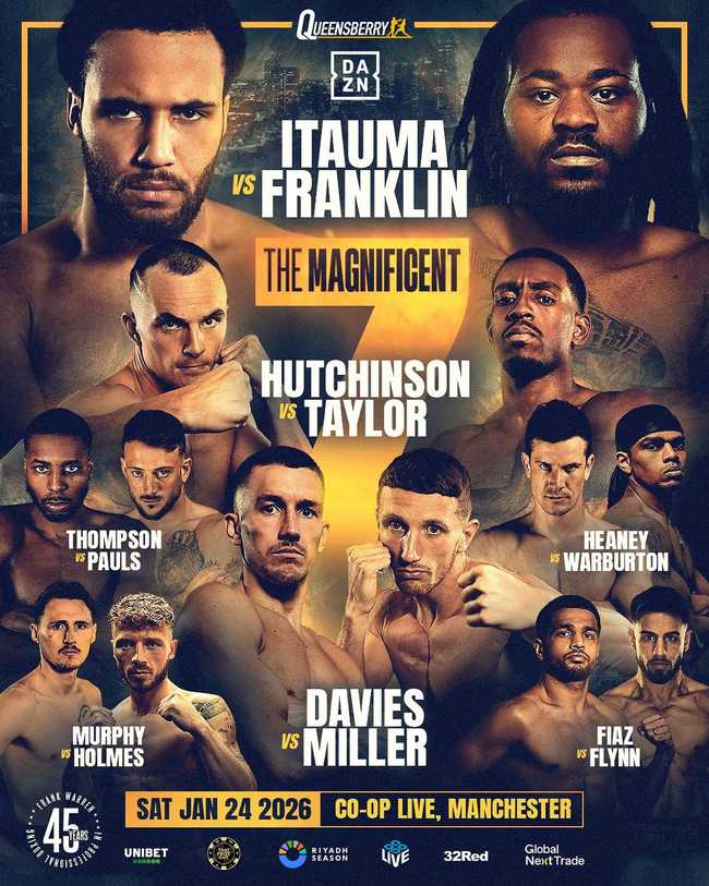 Fight poster showing Nathan Heaney and Gerome Warburton in various poses.