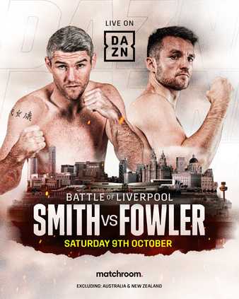 Fight poster showing Liam Smith and Anthony Fowler in various poses.