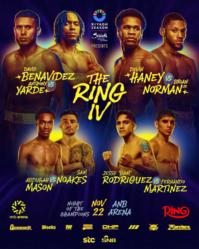 Fight poster showing Abdullah Mason and Sam Noakes in various poses.