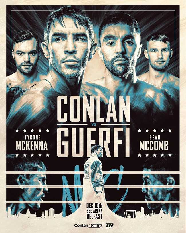 Fight poster showing Michael Conlan and Karim Guerfi in various poses.
