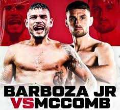 Fight poster showing Arnold Barboza Jr and Sean McComb in various poses.