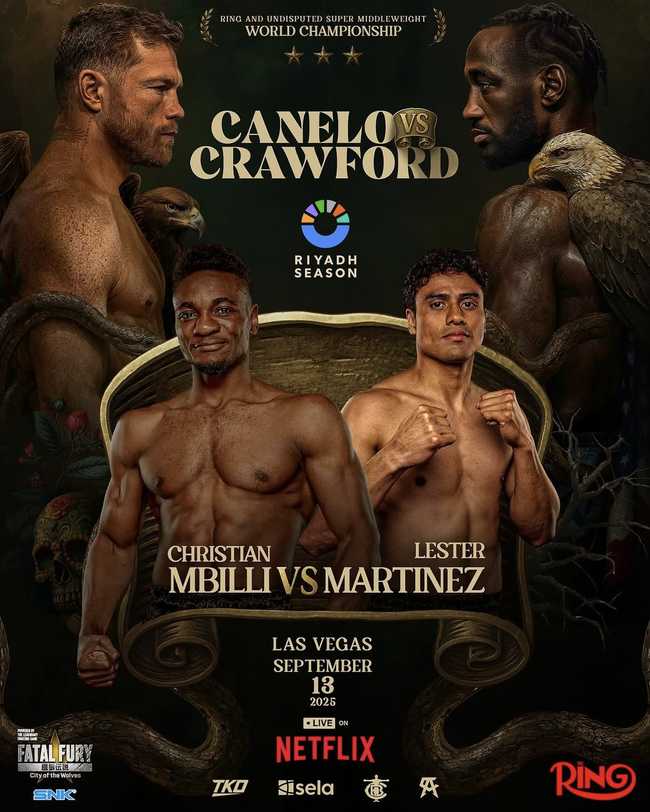 Fight poster showing Christian Mbilli and Lester Martinez in various poses.
