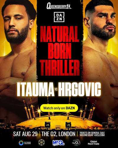 Fight poster showing Moses Itauma and Filip Hrgovic in various poses.
