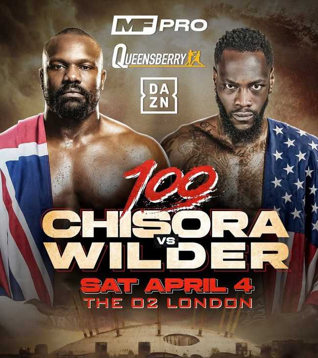 Fight poster showing Derek Chisora and Deontay Wilder in various poses.