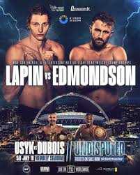 Fight poster showing Daniel Lapin and Lewis Edmondson in various poses.