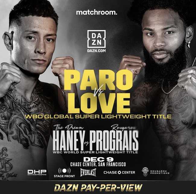 Fight poster showing Liam Paro and Montana Love in various poses.