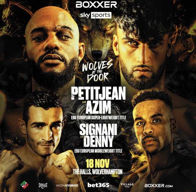 Fight poster showing Frank Petitjean and Adam Azim in various poses.
