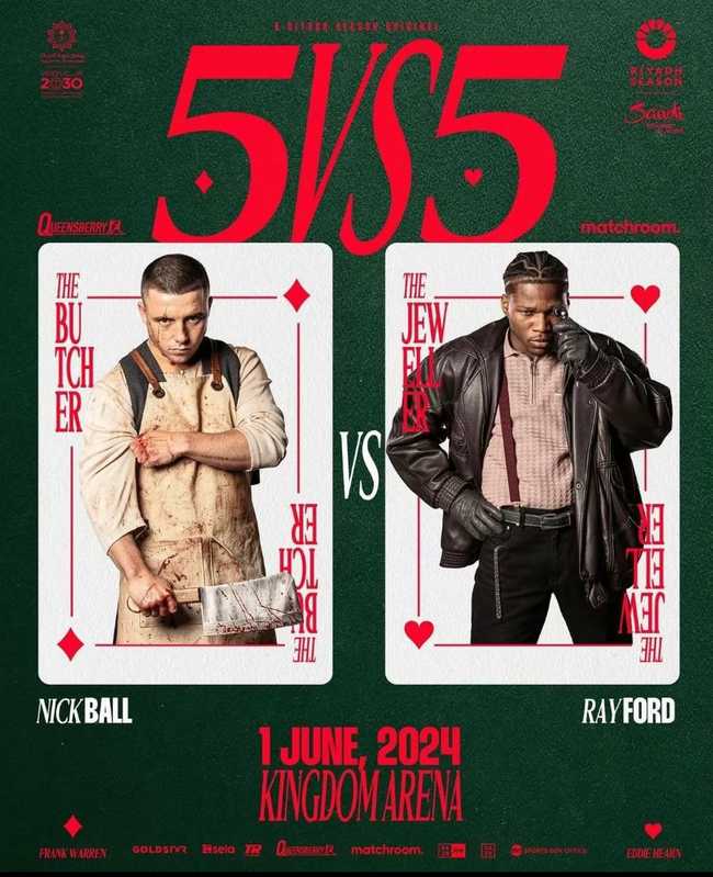 Fight poster showing Raymond Ford and Nick Ball in various poses.
