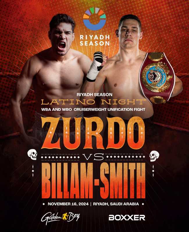Fight poster showing Gilberto Ramirez and Chris Billam-Smith in various poses.