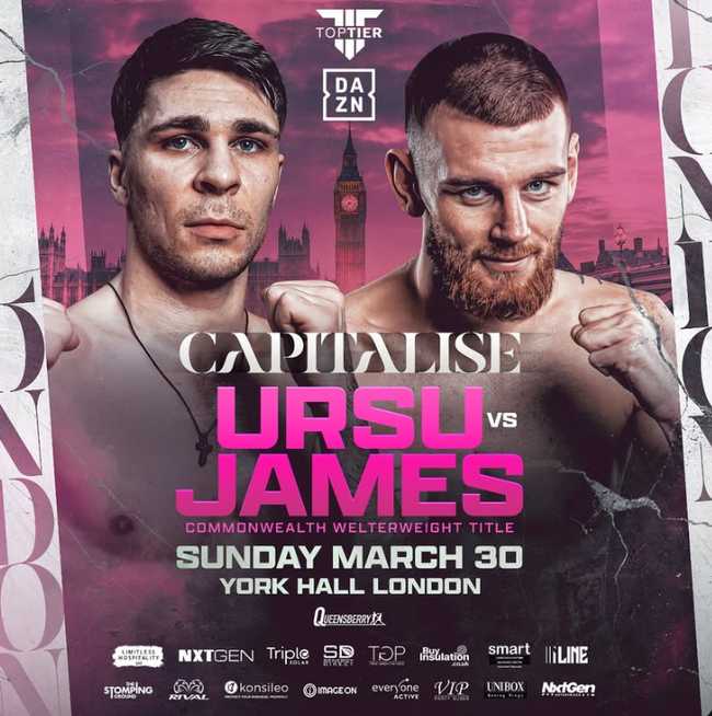 Fight poster showing Constantin Ursu and Eithan James in various poses.