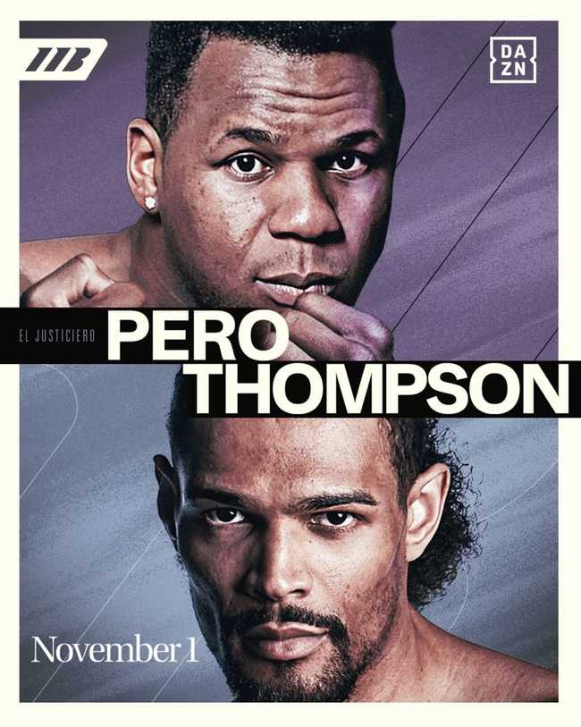 Fight poster showing Lenier Pero and Jordan Thompson in various poses.