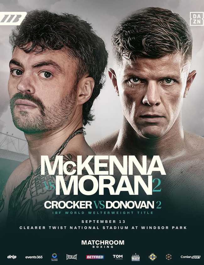 Fight poster showing Tyrone McKenna and Dylan Moran in various poses.