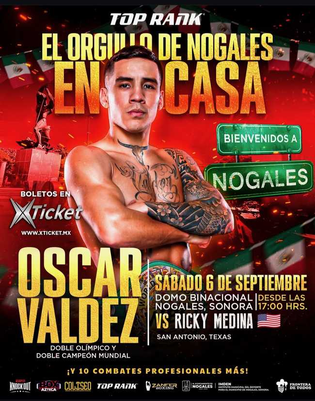 Fight poster showing Oscar Valdez and Ricky Medina in various poses.