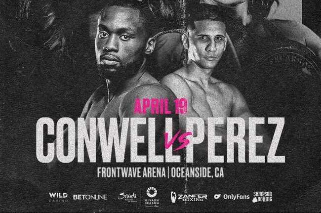 Fight poster showing Charles Conwell and Jorge Garcia Perez in various poses.