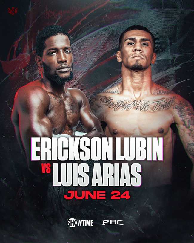 Fight poster showing Erickson Lubin and Luis Arias in various poses.