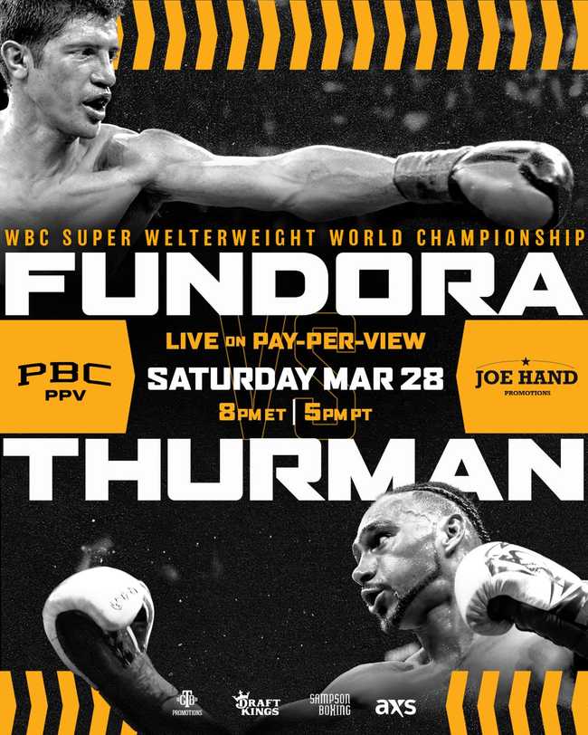 Fight poster showing Sebastian Fundora and Keith Thurman in various poses.