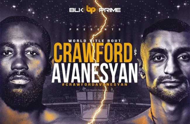 Fight poster showing Terence Crawford and David Avanesyan in various poses.