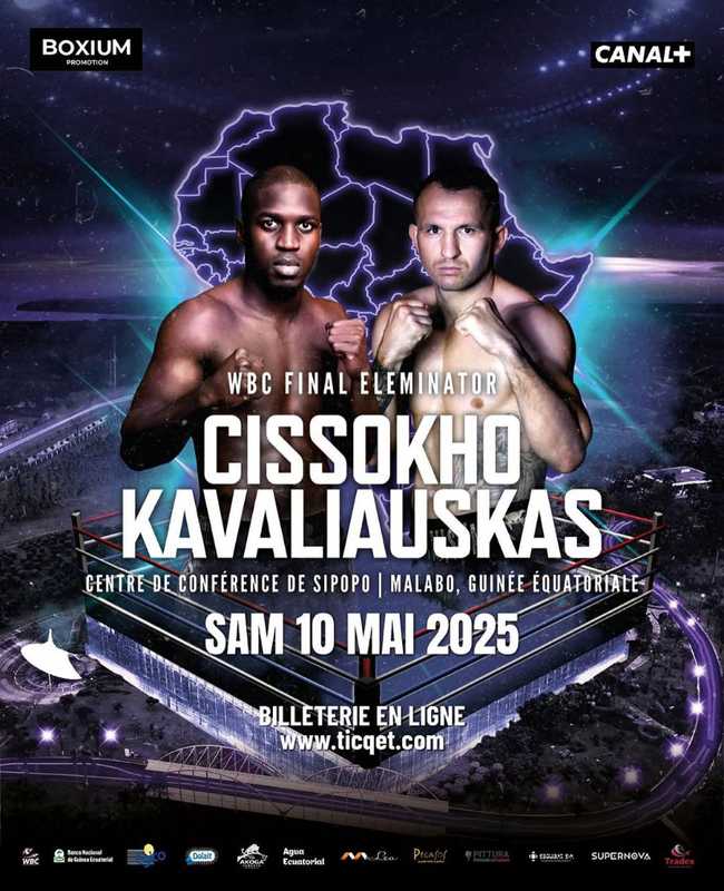 Fight poster showing Souleymane Cissokho and Egidijus Kavaliauskas in various poses.
