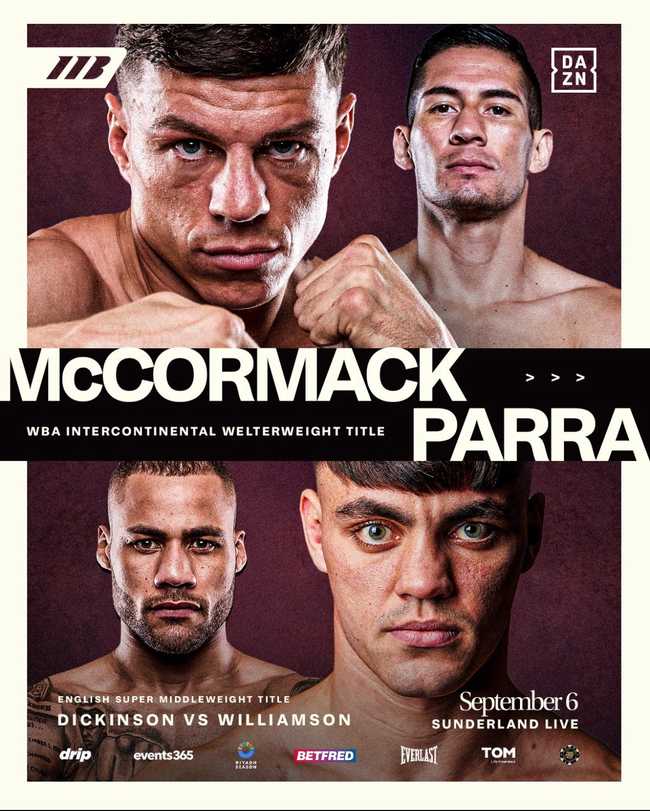 Fight poster showing Mark Dickinson and Troy Williamson in various poses.