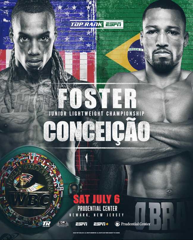 Fight poster showing O'Shaquie Foster and Robson Conceiçáo in various poses.