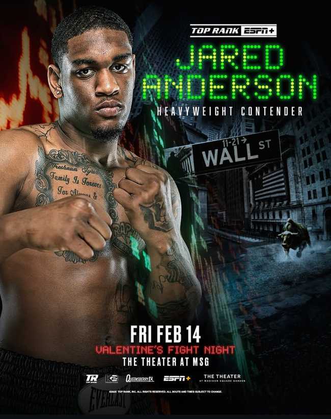 Fight poster showing Jared Anderson and Marios Kollias in various poses.
