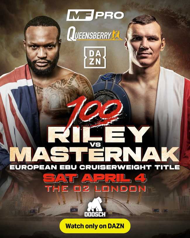 Fight poster showing Mateusz Masternak and Viddal Riley in various poses.
