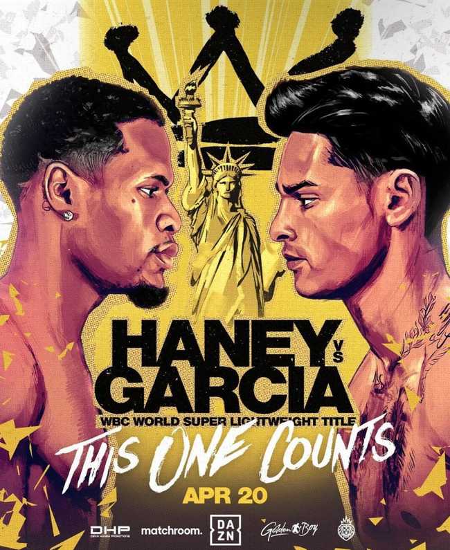 Fight poster showing Devin Haney and Ryan Garcia in various poses.