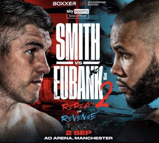 Fight poster showing Liam Smith and Chris Eubank Jr in various poses.