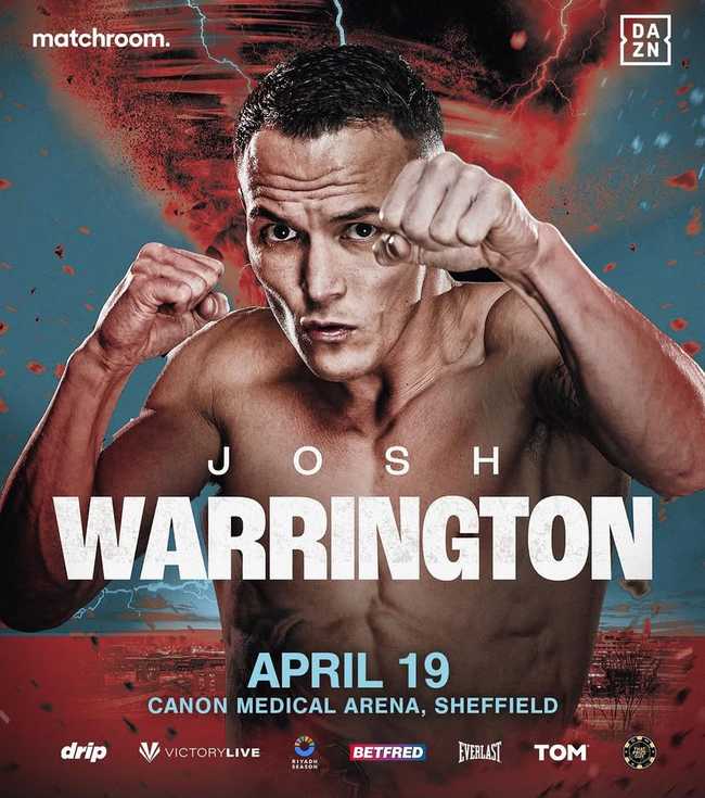 Fight poster showing Josh Warrington and Asad Asif Khan in various poses.