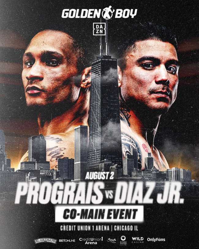 Fight poster showing Regis Prograis and Joseph Diaz in various poses.