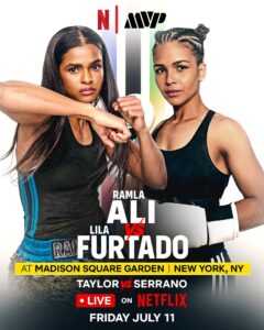 Fight poster showing Ramla Ali and Lila Furtado in various poses.