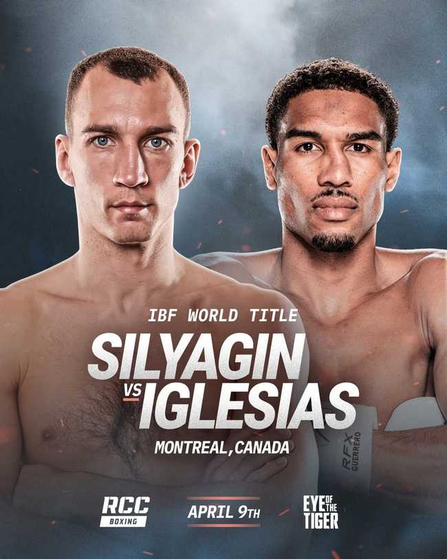 Fight poster showing Osleys Iglesias and Pavel Silyagin in various poses.