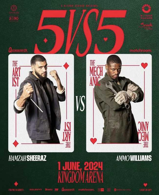 Fight poster showing Hamzah Sheeraz and Austin Williams in various poses.