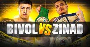 Fight poster showing Dimitry Bivol and Malik Zinad in various poses.