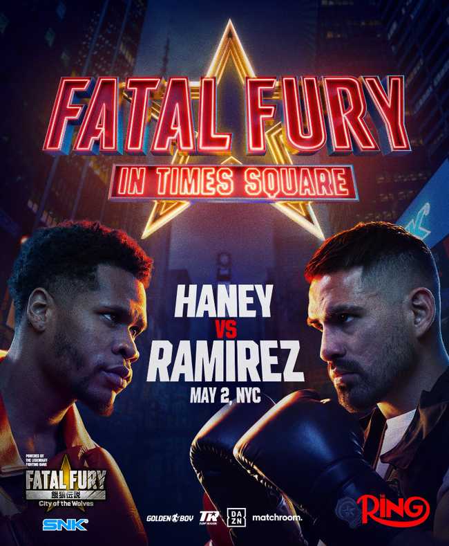 Fight poster showing Devin Haney and Jose Ramirez in various poses.